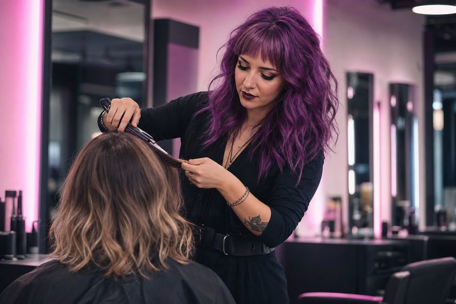 Stylist working in a modern salon